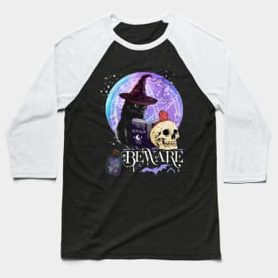 Black cat Magic Witch Tarot cards Beware potion witchy Witchcraft astrology Halloween Baseball T-Shirt
